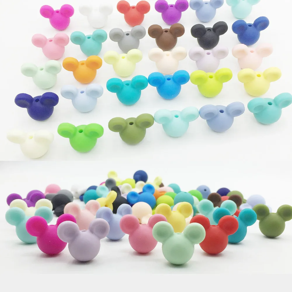 

24*20*14mm Mickey Silicone Beads Baby Teething Beads Safe Food Grade Nursing Chewing Mickey Silicone Beads 27Colors