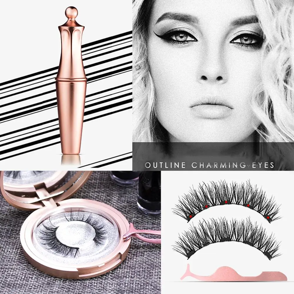 Новые магнитные накладные ресницы без клея полный глаз 5 магнит жидкая подводка