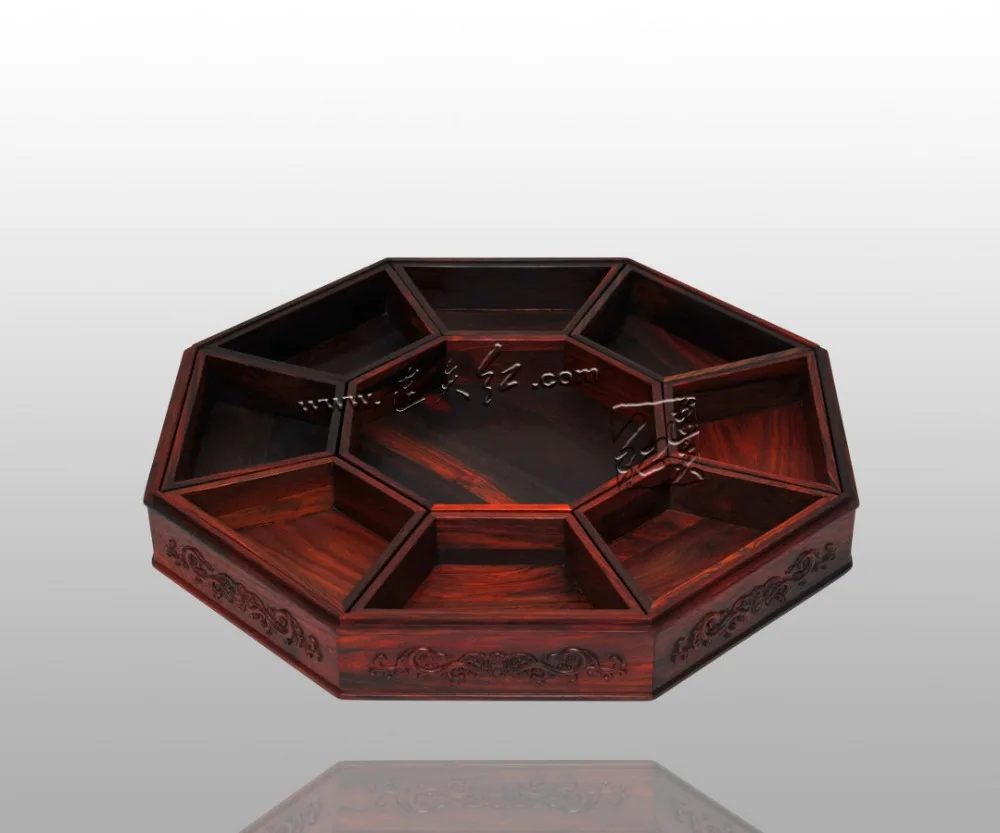 Деревянная резьба заполнение восьмисторонняя коробка для конфет Redwood домашняя