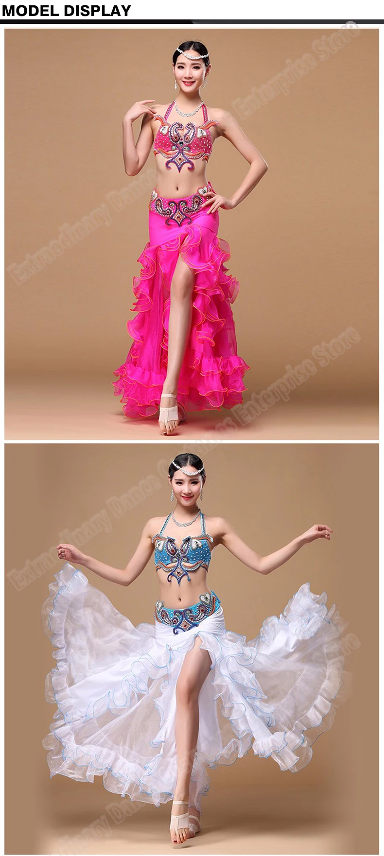 Women Oriental Belly Dancing Costume Bra Belt Beaded Top danse Egyptian orientale Belt Hip Scarf Dance Performance Luxury