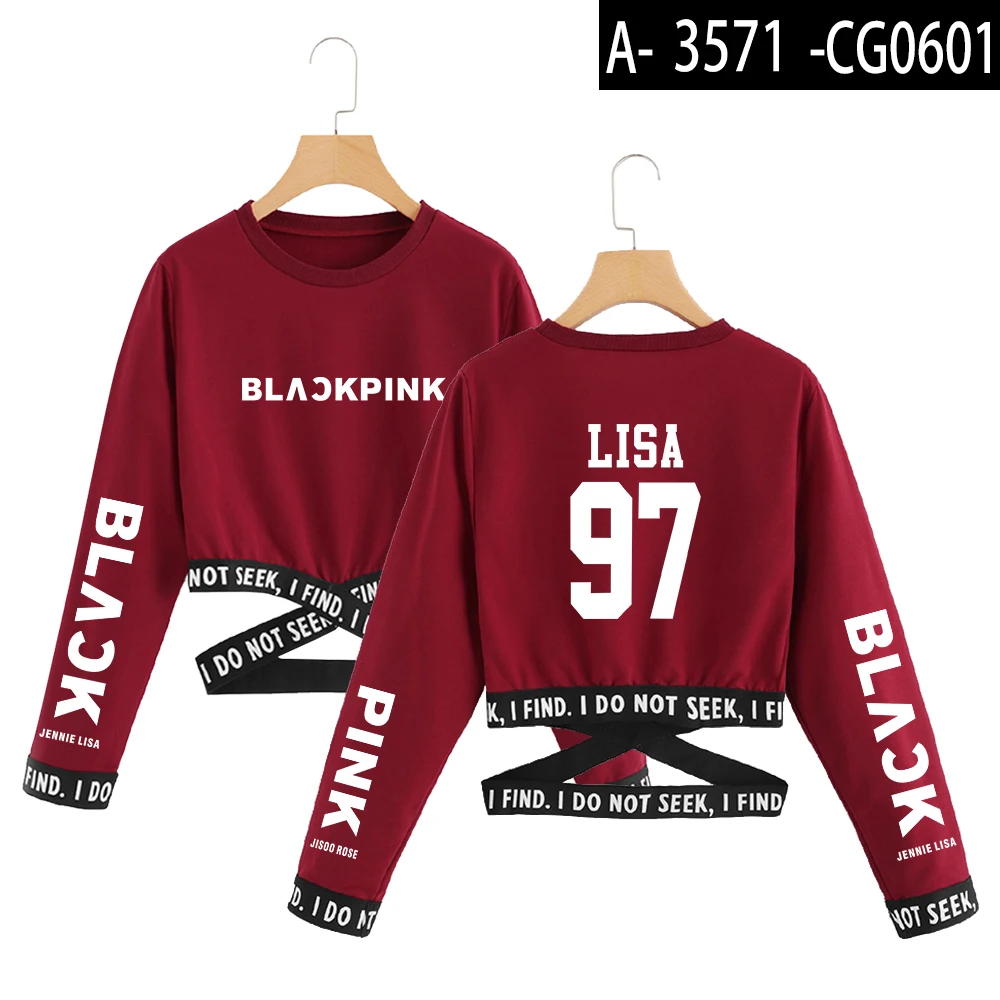 Blackpink футболки лето kpop T Укороченная рубашка женская одежда корейская Толстовка Harajuku мода горячая Распродажа Топы - Цвет: Red
