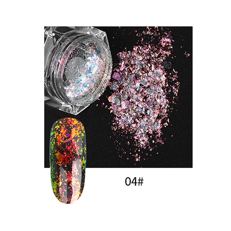 as picture Nail Glitter Sequins Powder Holographic Spangles 3D Nail Art Decoration MH88 - Цвет: as picture
