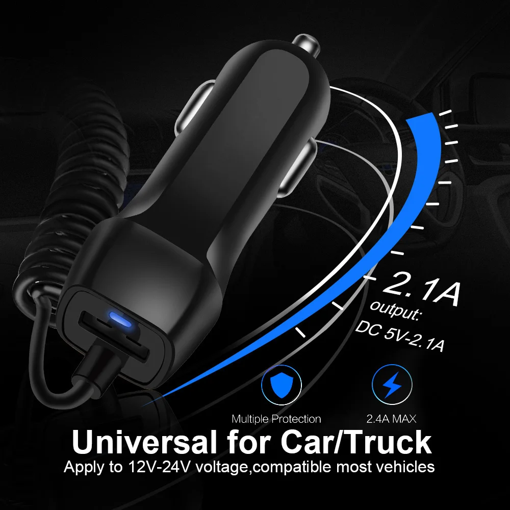 Приседать Светодиодная лампа для быстрой Usb Автомобильное зарядное устройство с