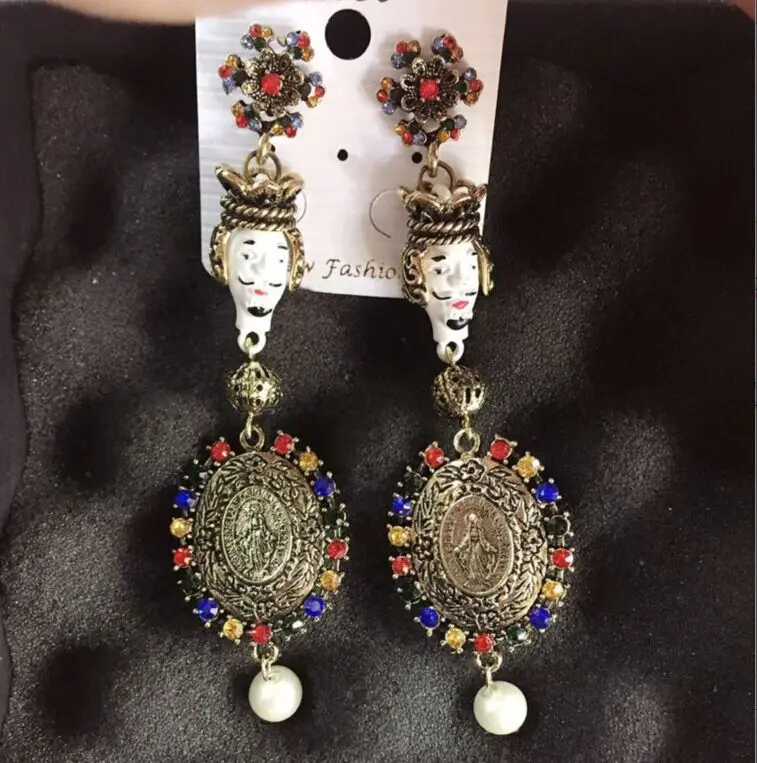 Colorful king retro long earrings for women | Украшения и аксессуары