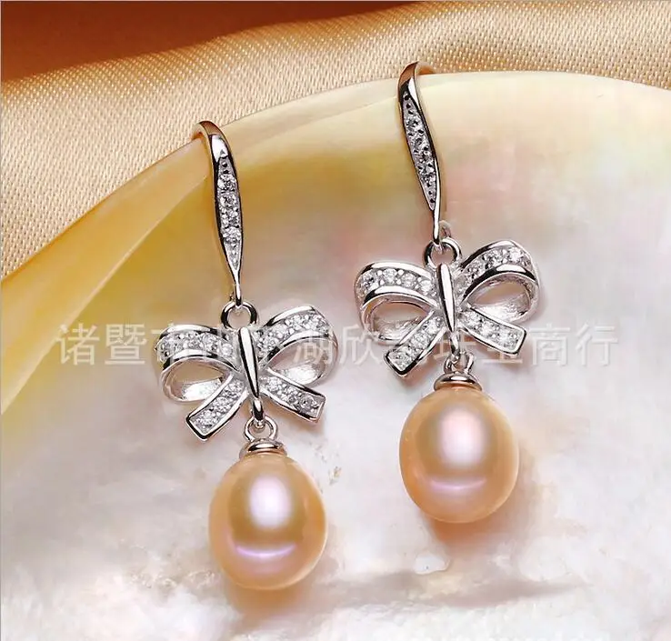 Gawebh Новое поступление бантом естественный пресноводный Серьги с жемчугом