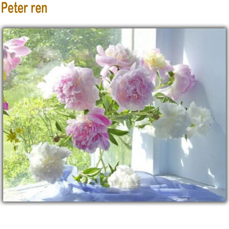 DIY Diamond Painting Cross Stitch kit Embroidery pink Peony 3d Square mosaic pasted full Crafts gifts Needlework | Дом и сад