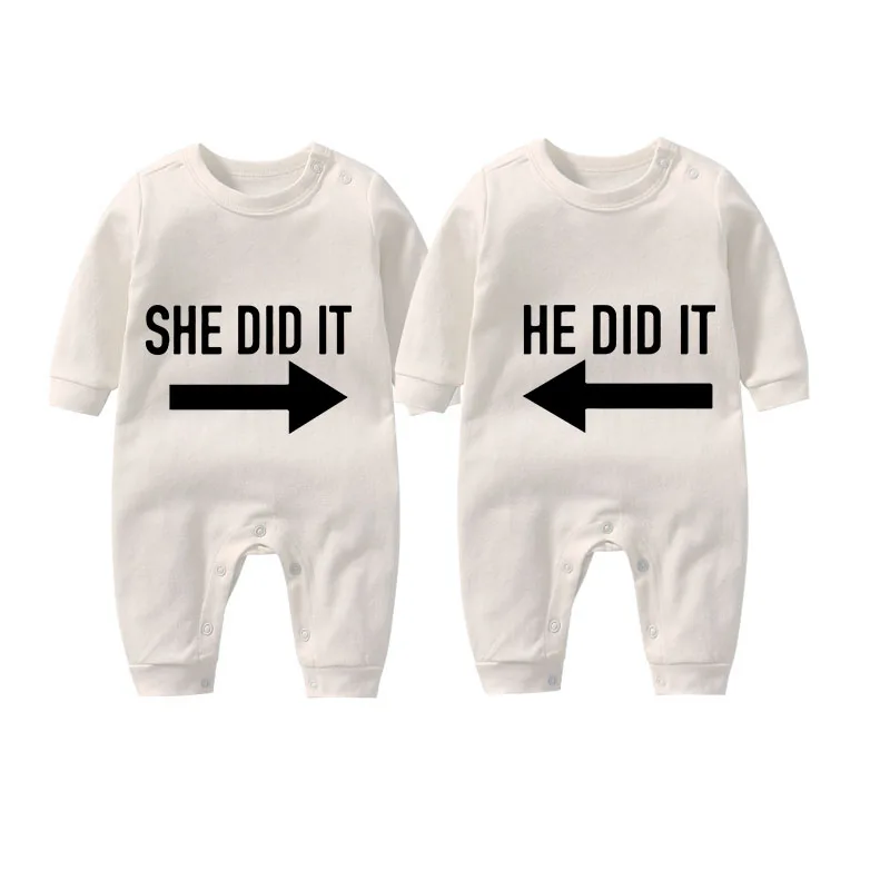 Новый дизайн модное боди ysculbutol с надписью she did it and he baby индивидуальная Одежда для