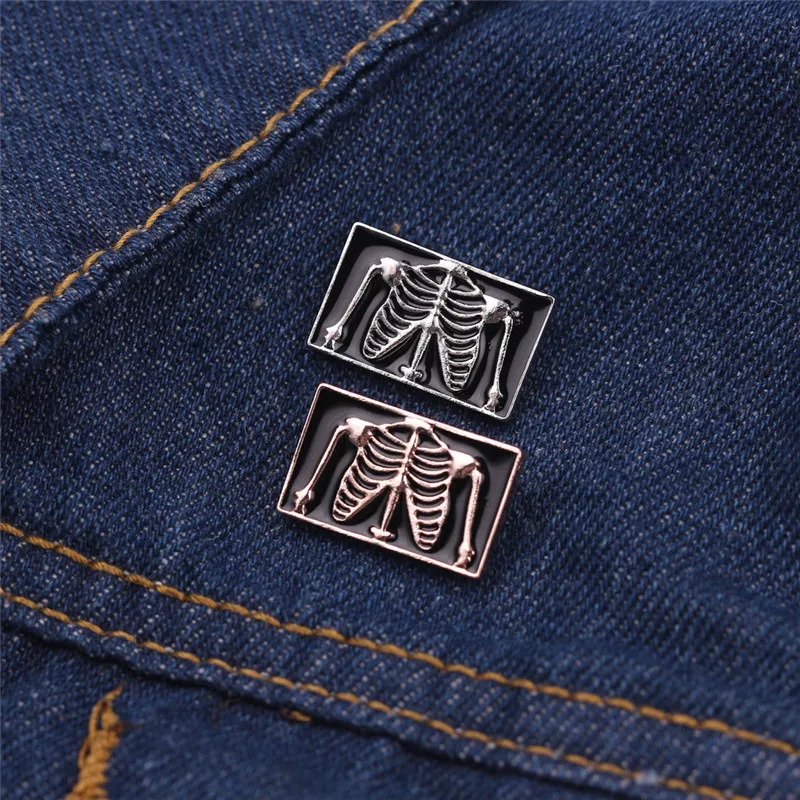 Медицинский Брошь с дизайном скелет Модный эмали штырь нагрудные значки рабочая