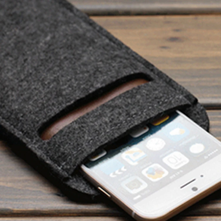 Шерсть Фетр бумажник мобильного телефона сумка для iPhone 6 6S плюс Чехол для iPhone 6 4.7 дюймов Сумка-отправить прозрачный мешок мобильного телефона