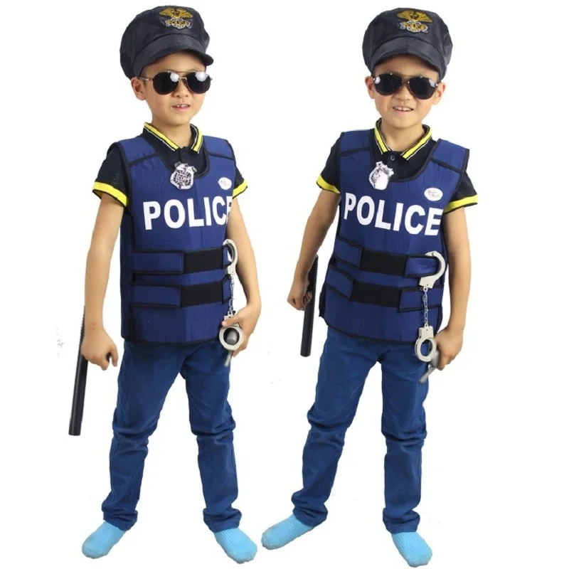 Куртки для мальчиков с полицейским Жилет косплея полицейского Платье Детская