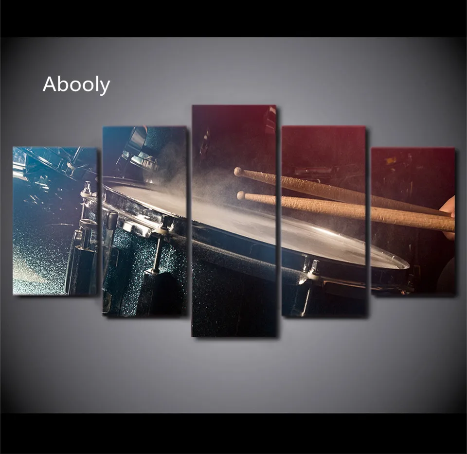 HD с 5 шт. холст Книги по искусству Винтаж Барабаны палка живопись Модульные Стены