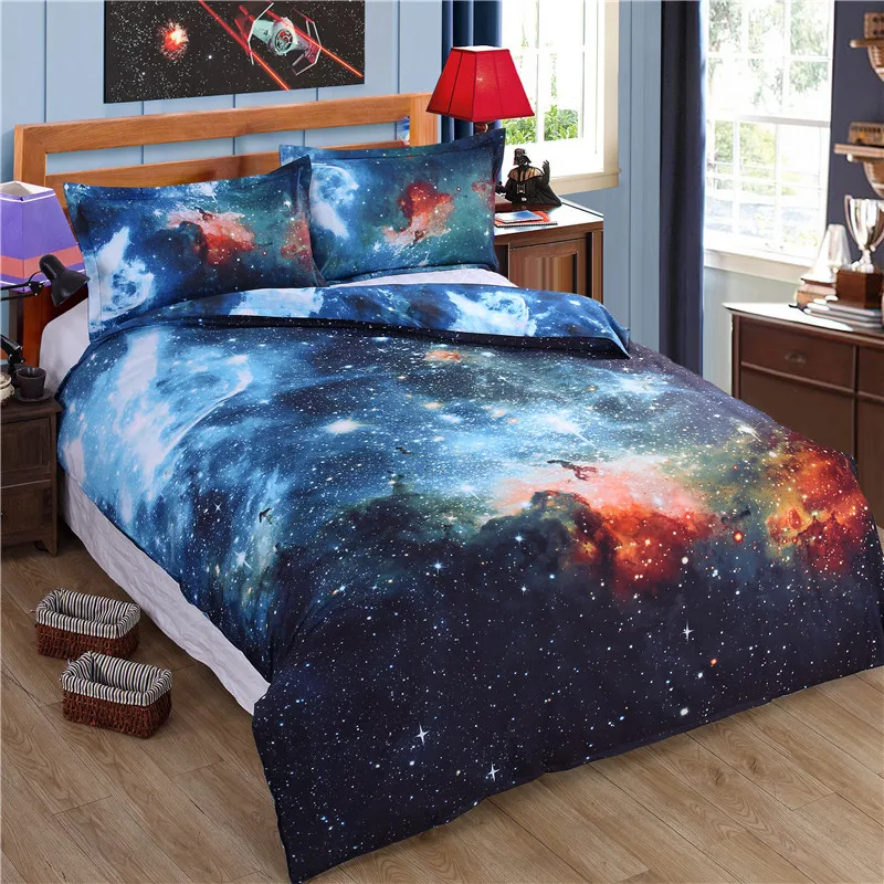 

3d Galaxy Bedding Sets Single Double Twin/Queen 2pcs/3pcs/4pcs Bedclothes Bed Linen Universe Outer Space Duvet Cover Set