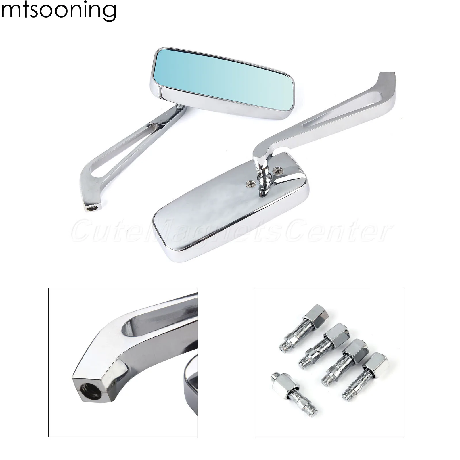 Мотоциклетные зеркала заднего вида mtsooning хромированное квадратное Выпуклое