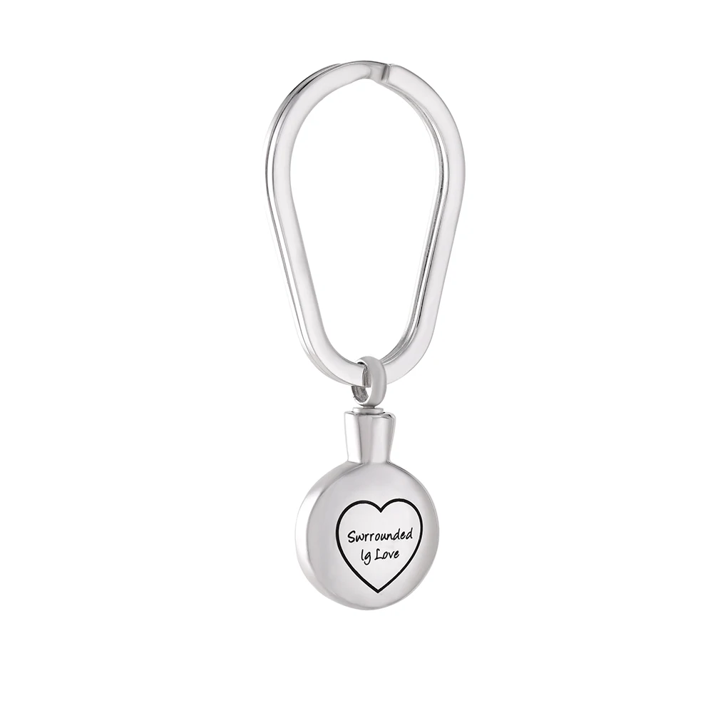 

IJK2057 Stainless Steel Round Shape Cremation Keepsake Keyring for Urn Ashes Memorial Souvenir keyring Jewelry