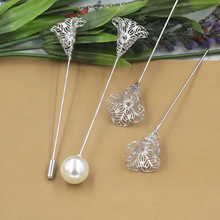 Пустая брошь булавки с пробкой 24x28 мм филигранные цветочные броши для шляпы