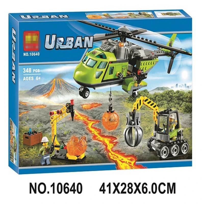 Креативный 10640 город серия вулкан вертолет геологоразведка Совместимость Legoings