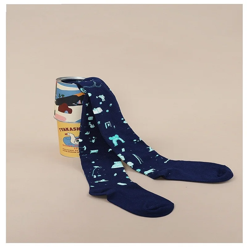 Модные женские колготки из чесаного хлопка с принтом Осенние Колготки в