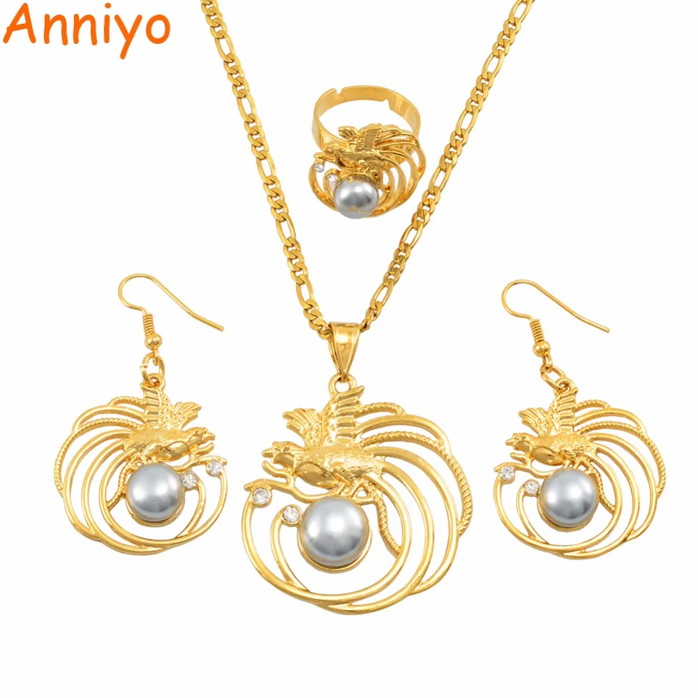 Anniyo PNG жемчужные ожерелья с птицей Серьги Бесплатная Размеры кольцо Папуа Новая