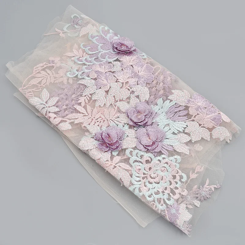 30x130cm 3D Embroidered Elegant Flower Lace Appliques Patch Fabric For Wedding Dress DIY Home Decoration | Дом и сад