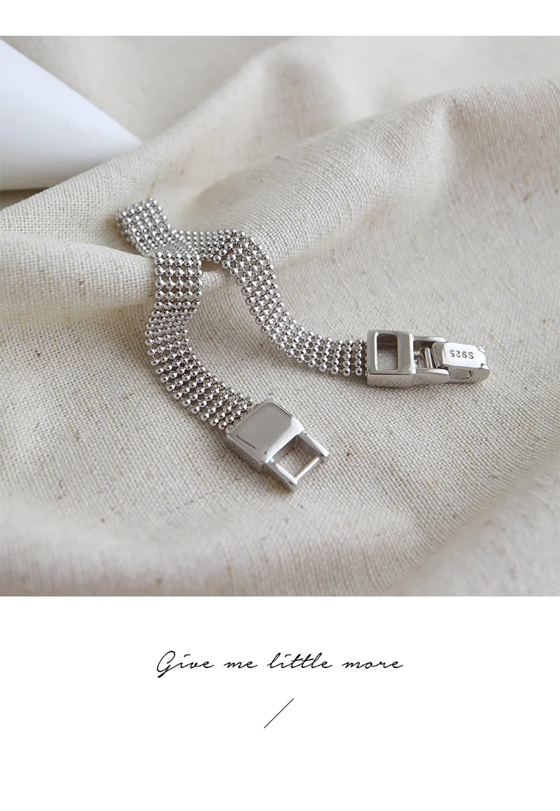 925 Sterling Silver Bracelets For Women Geometric Beaded Multilayer Bracelets 925 Silver Jewelry pulseras mujer moda