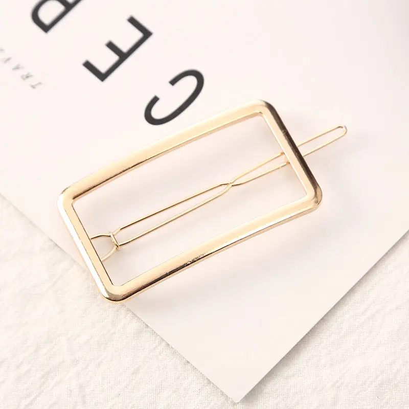 Gold rectangle Модные женские аксессуары для волос, треугольная заколка для волос, металлический геометрический сплав, ободок для волос с Луной и кругами, заколка для волос, держатель для девочек - Цвет: Gold rectangle