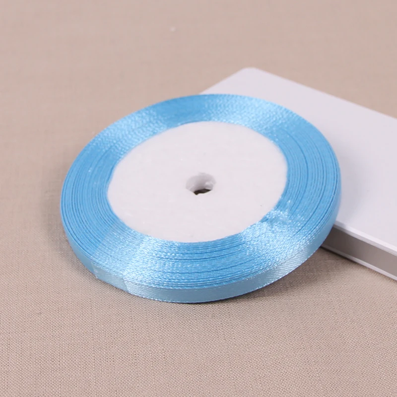 (25 ярдов/рулон) Небесно Голубая атласная лента оптовая продажа подарочная