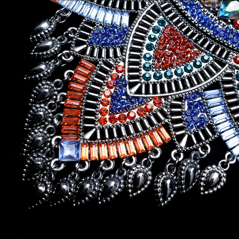 Manerson Урожай Чешский Цинка Слоистых Акриловые Бусины и Стразы Maxi Ожерелье &