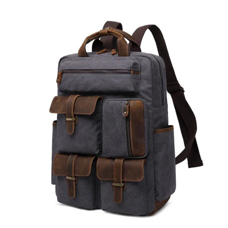 Hot High Quality Brand New Trend Multi-purpose Men Vintage Canvas Laptop bag Man Travel Bags Retro Military Style Backpack P862 | Багаж и