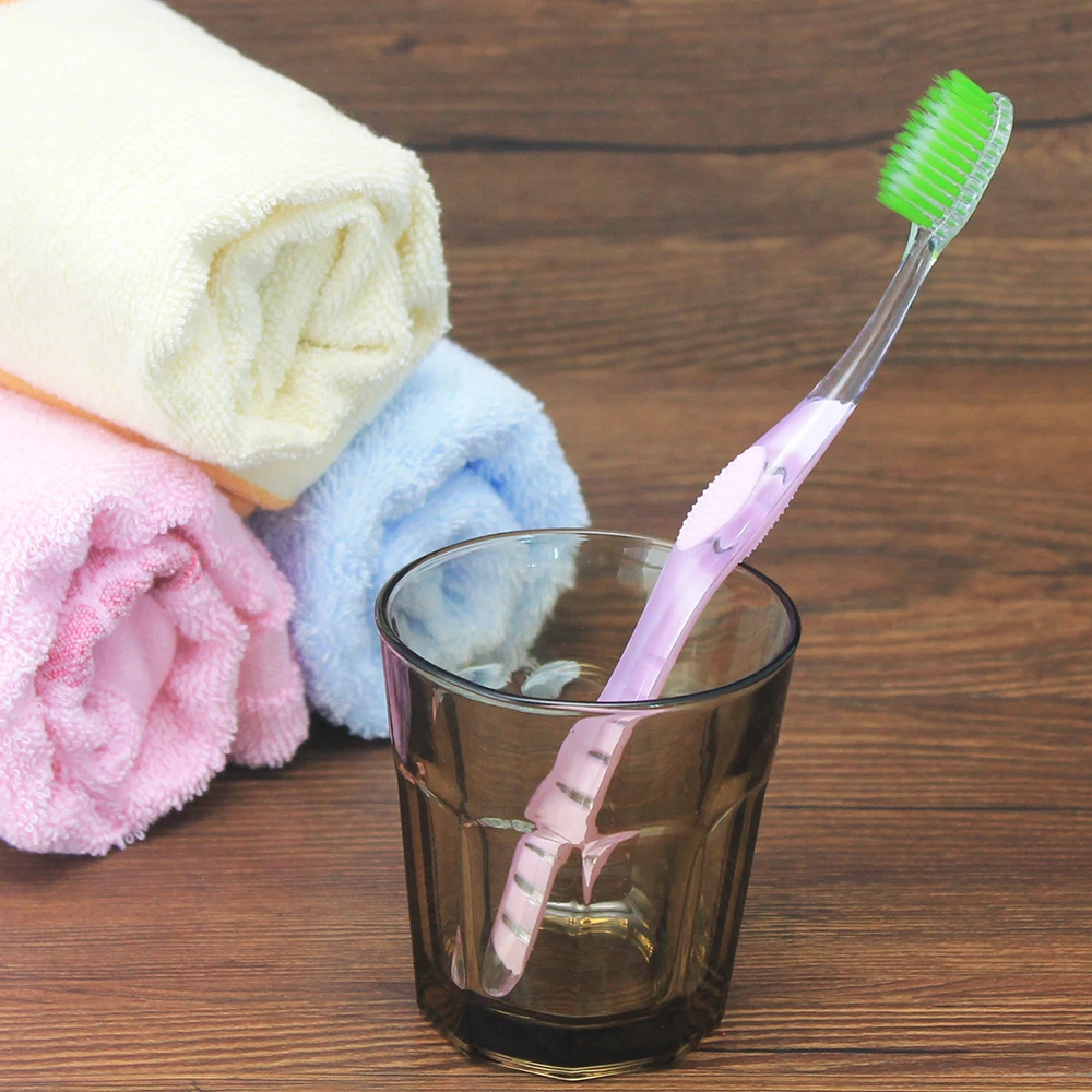 Оптовая продажа 8 шт. 19 см чистая зеленая щетина Сверхтонкая мягкая зубная щетка