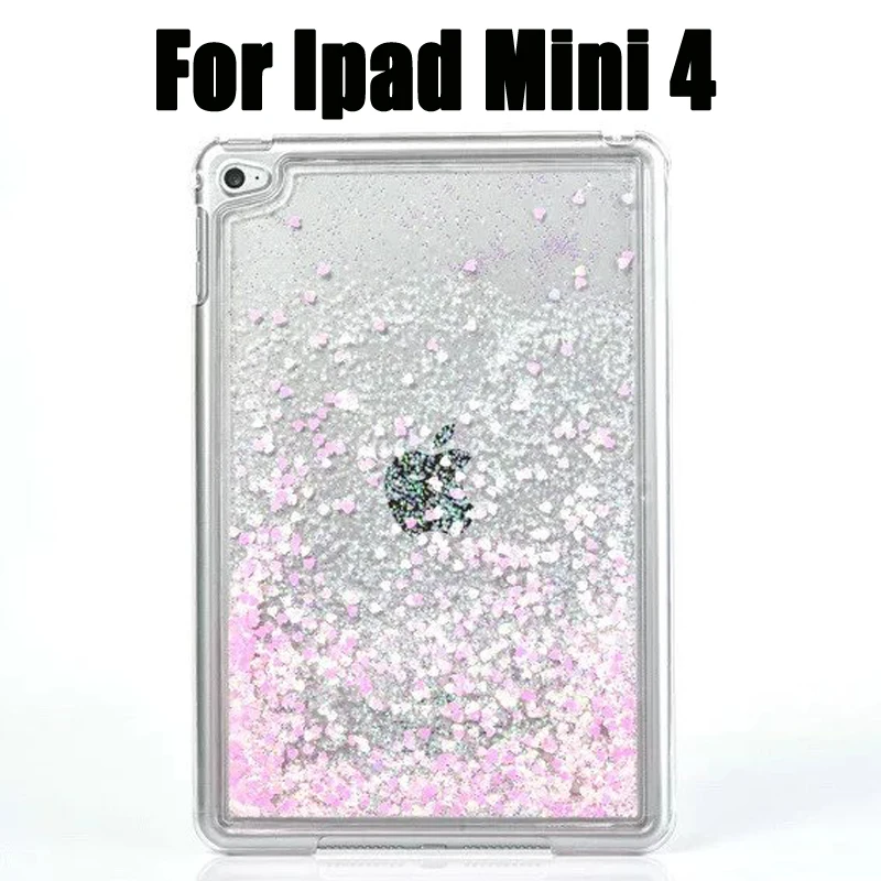 Новинка, Кристальный ПК для iPad mini 4, блестящий чехол для планшета с изображением сердца, жидкого песка, твердый ПВХ Чехол для iPad Mini 4, блестящий чехол