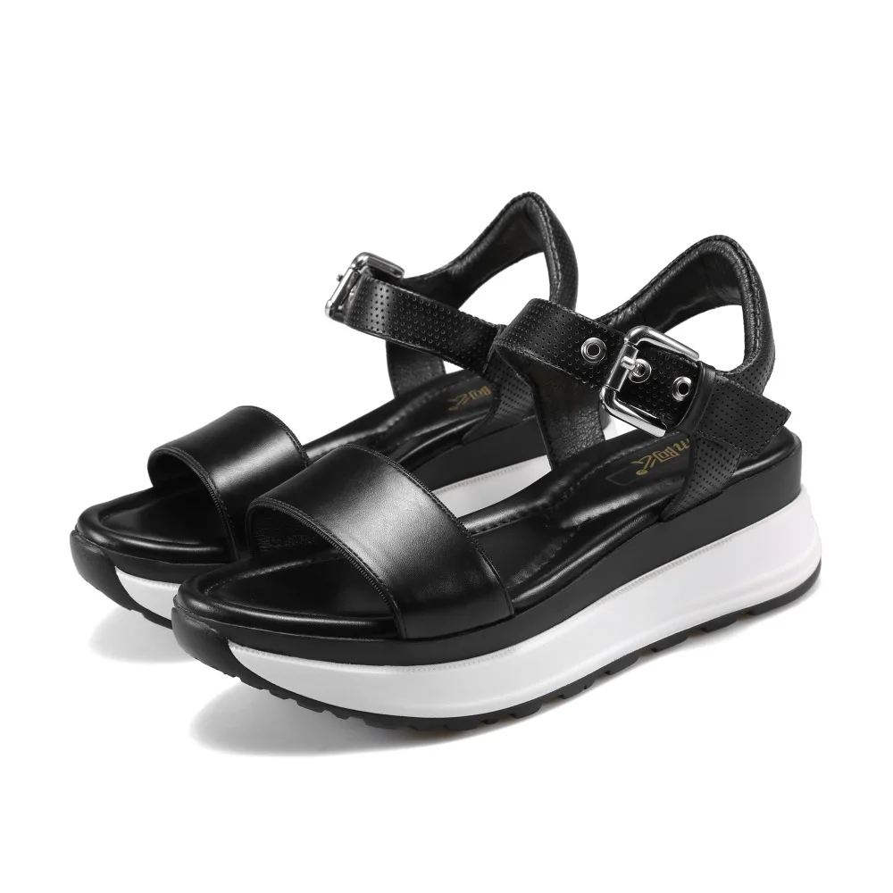 Ame 2017 из натуральной коровьей кожи Женские Босоножки на платформе плоской