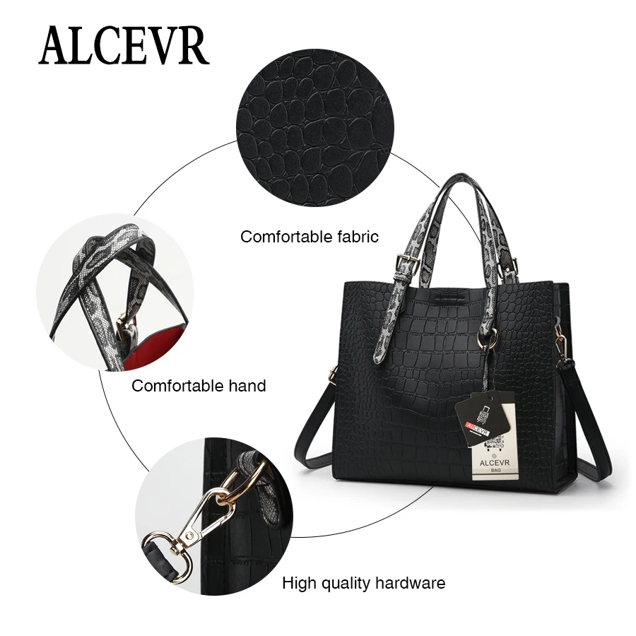 ALCEVR Simple Style Alligator PU Leather Shoulder Bags Solid Color Soft Handbags For Female Casual Crossbody Women | Багаж и сумки
