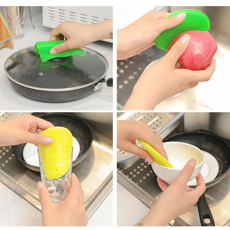 1 шт. силиконовая губка для мытья посуды щетка Антибактериальный кухонный - Фото №1