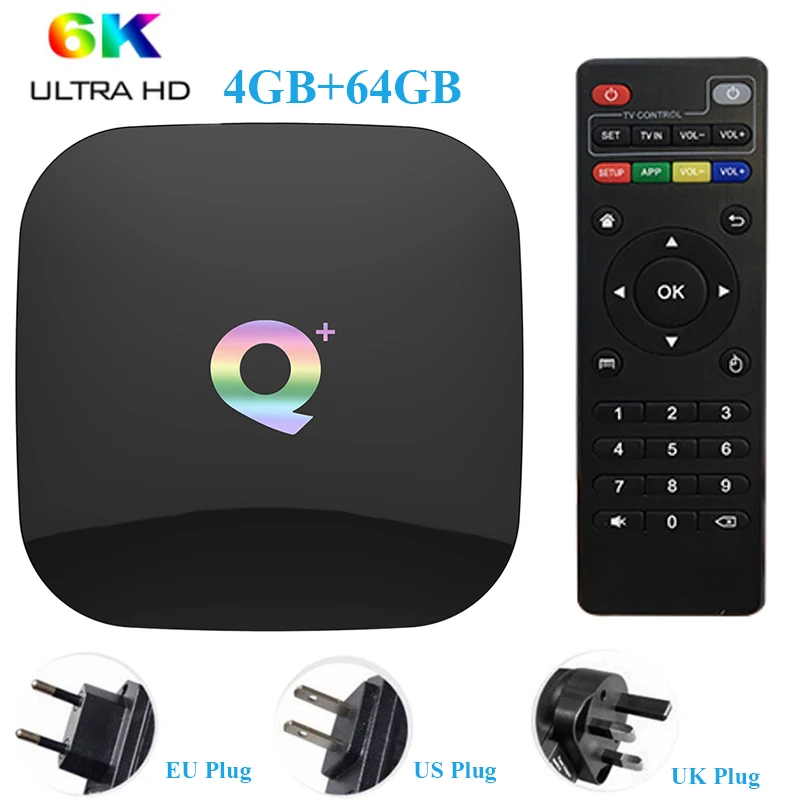 4GB 64GB Q PLUS Allwinner H6 6K Smart tv Box Android 9,0 4 Гб 64 ГБ 32 ГБ четырехъядерный USB3.0 Playstore Youtube Q Plus Wifi телеприставка PK T95Q - Цвет: 4GB 64GB