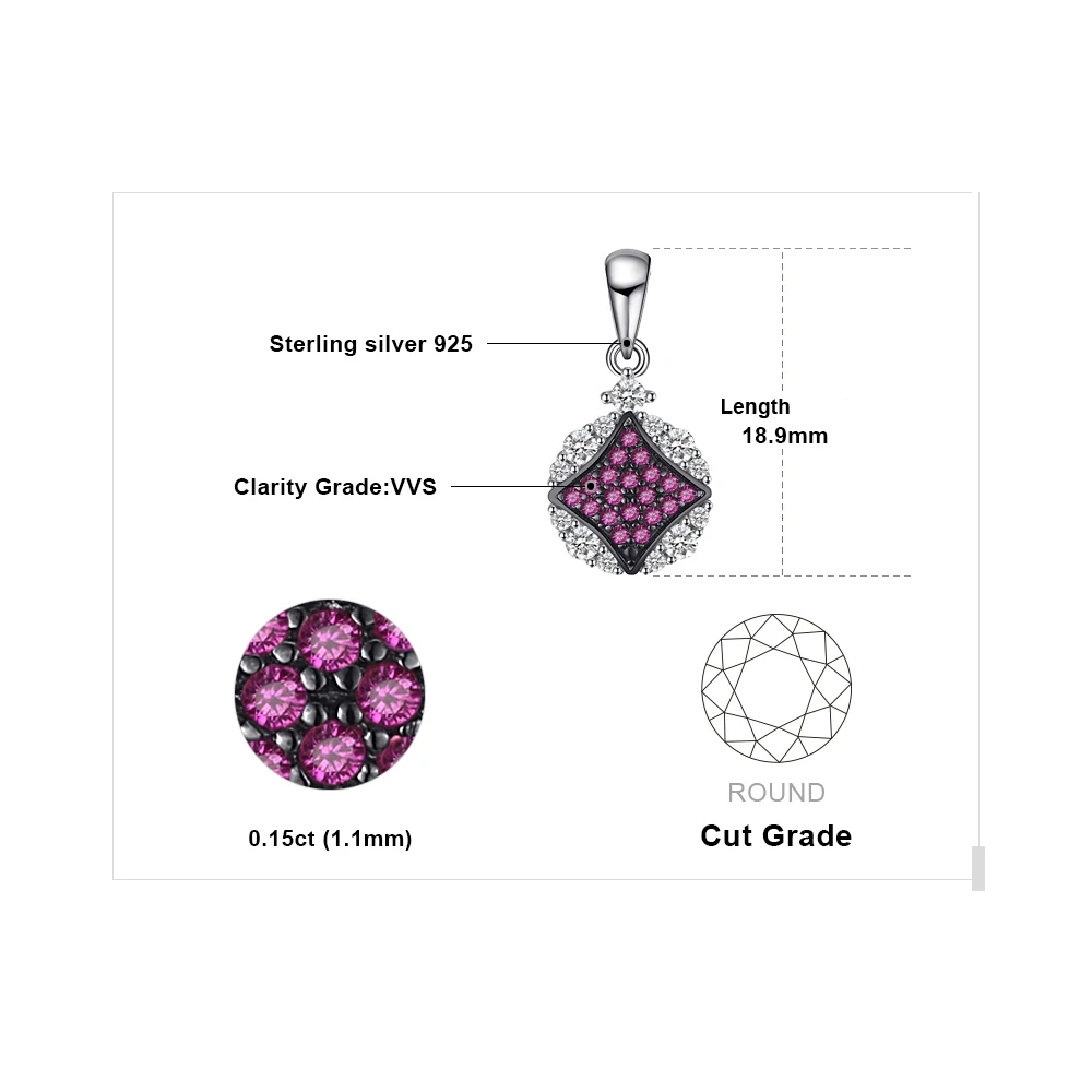 Jewelrypalace великолепные 0.1ct круглый создан Рубиновая подвеска для Для женщин
