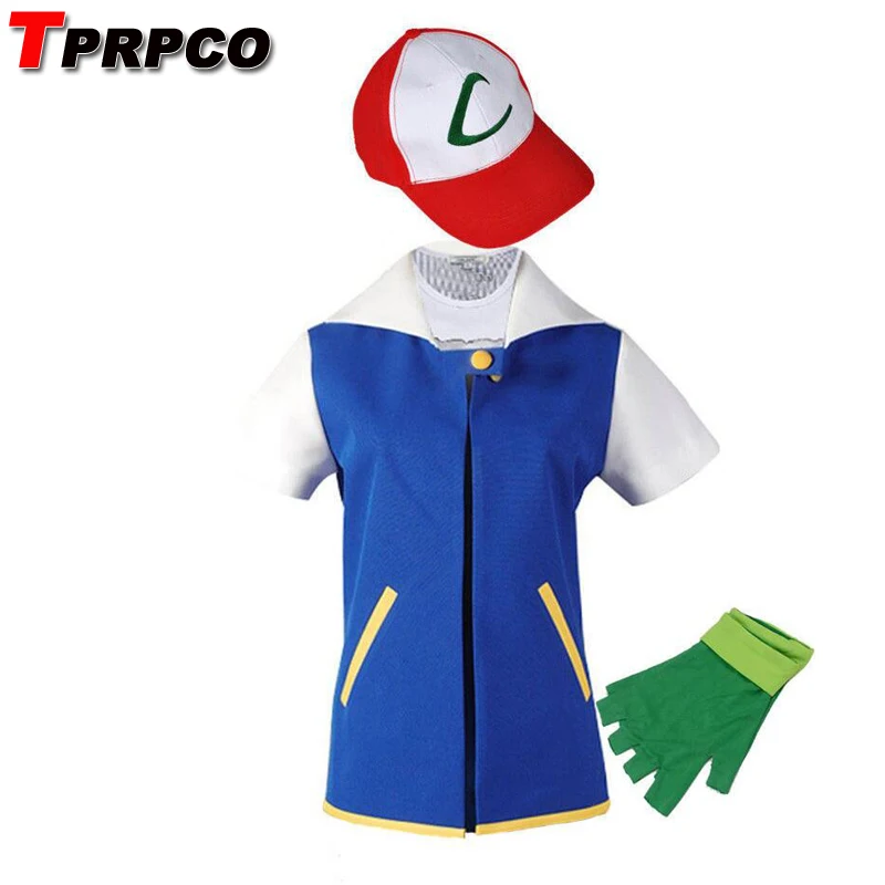 Костюм для косплея пепла кетчума синяя куртка + перчатки шляпа костюмы |