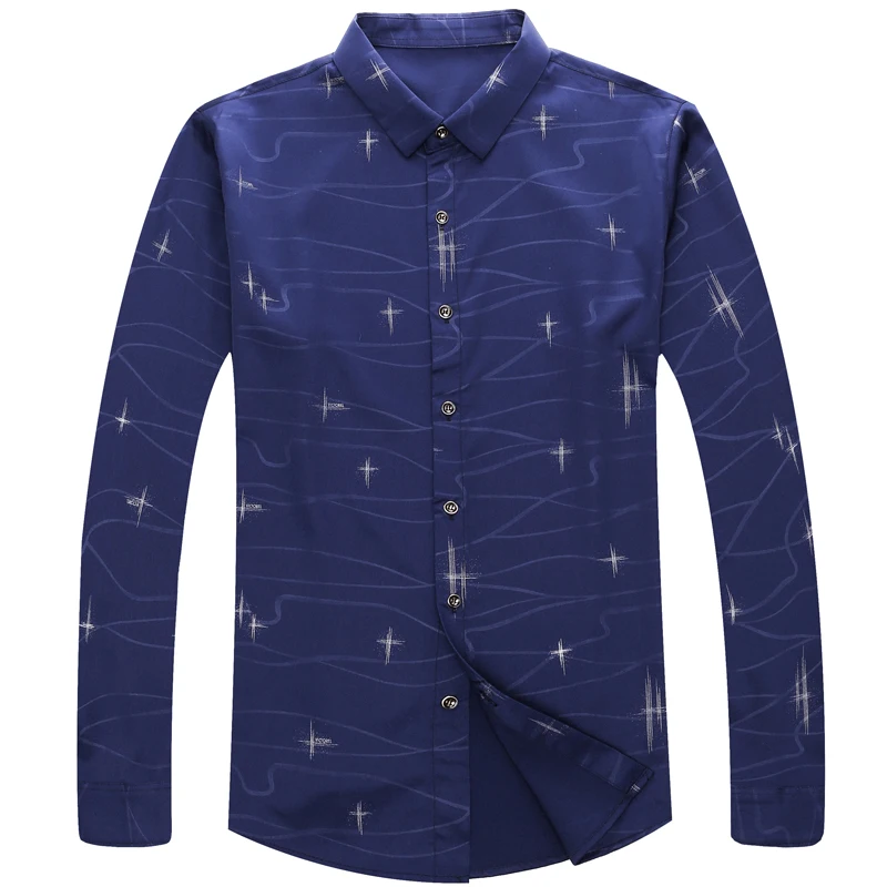 2019 модная повседневная приталенная брендовая мужская рубашка с длинным рукавом