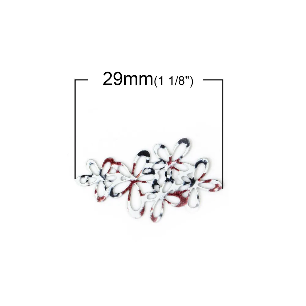 DoreenBeads 10 шт. роспись полые Цветочная подвеска разноцветные филигранные богемные