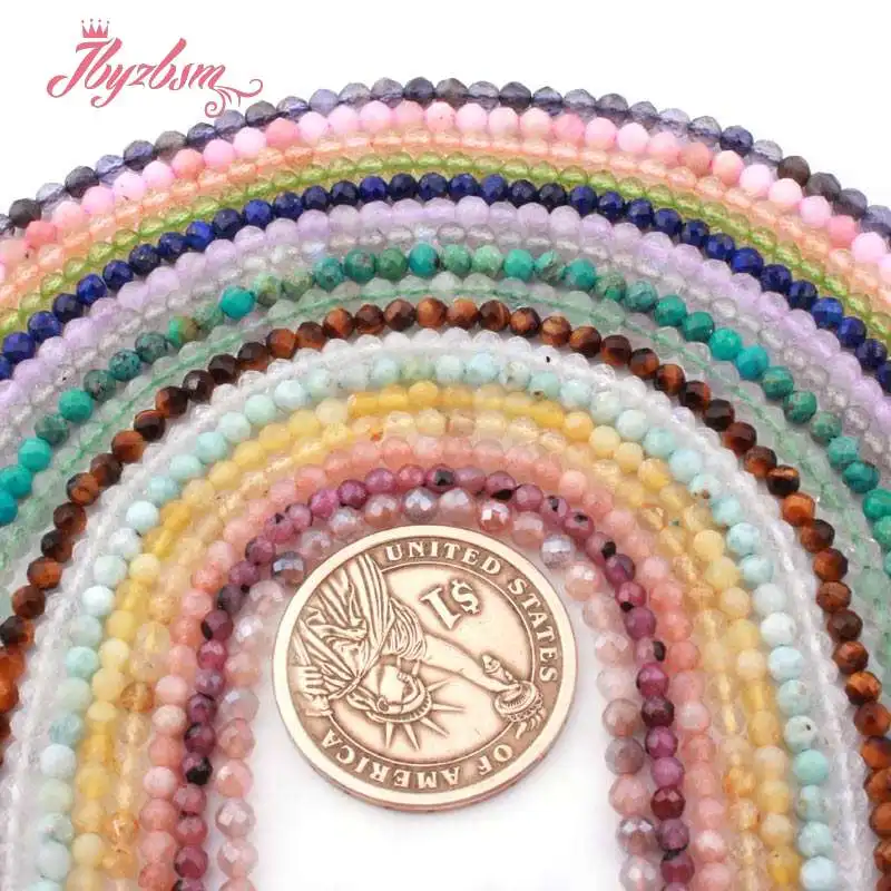 Небольшие граненые круглые бусины 3 мм из натурального камня для