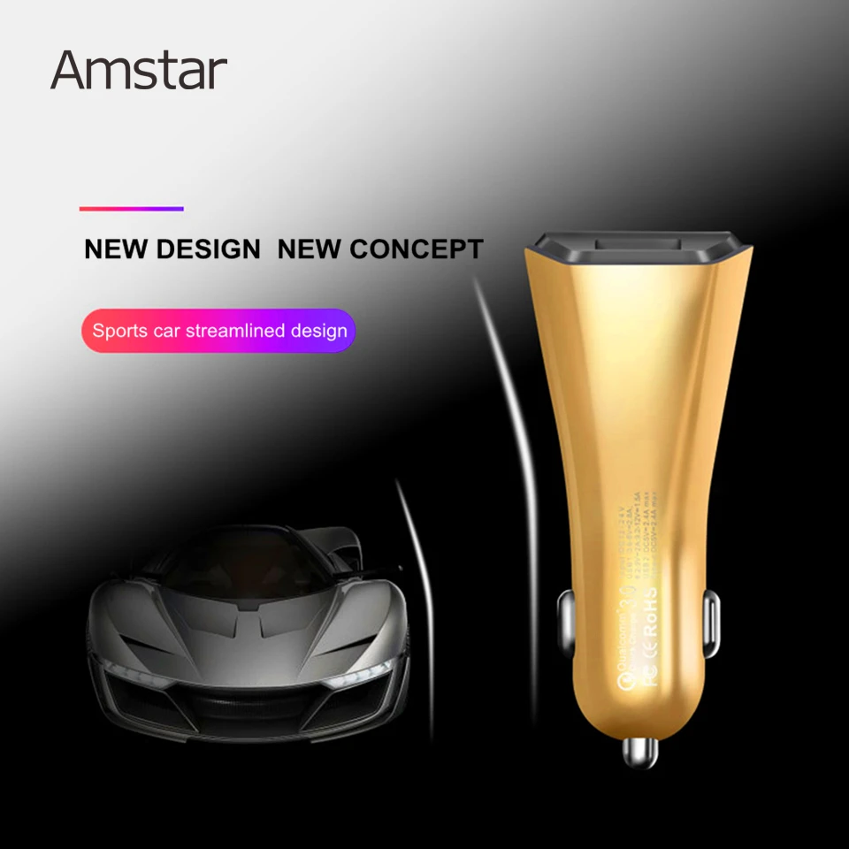 Amstar Quick Charge 3 0 33 W Автомобильное зарядное устройство для iPhone samsung huawei быстрое type C USB