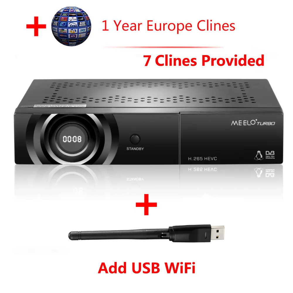 add 1year cline wifi 1080P Full HD DVB-S2 спутниковый ресивер H.265/HEVC/AVC DVB-T2 DVB-C Linux спутниковый ТВ-приемник Поддержка YouTube Cccam IP tv M3U веб-ТВ - Цвет: add 1year cline wifi