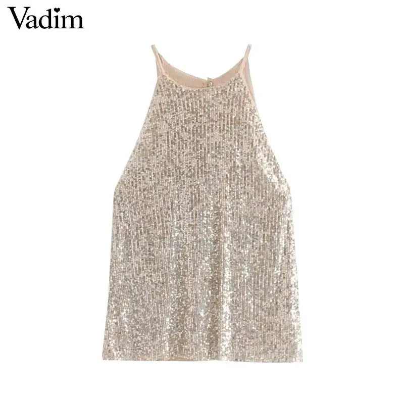 Женское элегантное платье vadim блуза на бретелях с блестками рубашка без рукавов