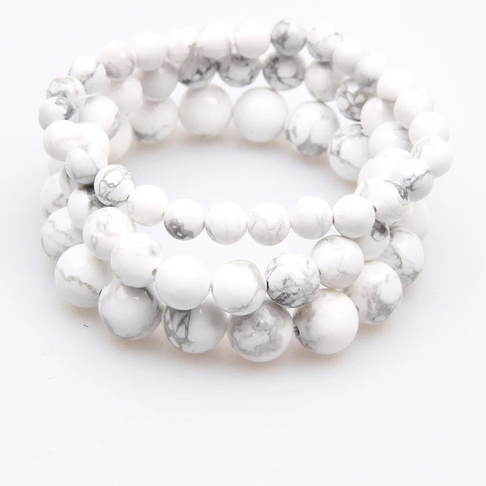 Бусины из натурального камня 6 мм 8 10 глазурованные белые бусины Howlite браслет для