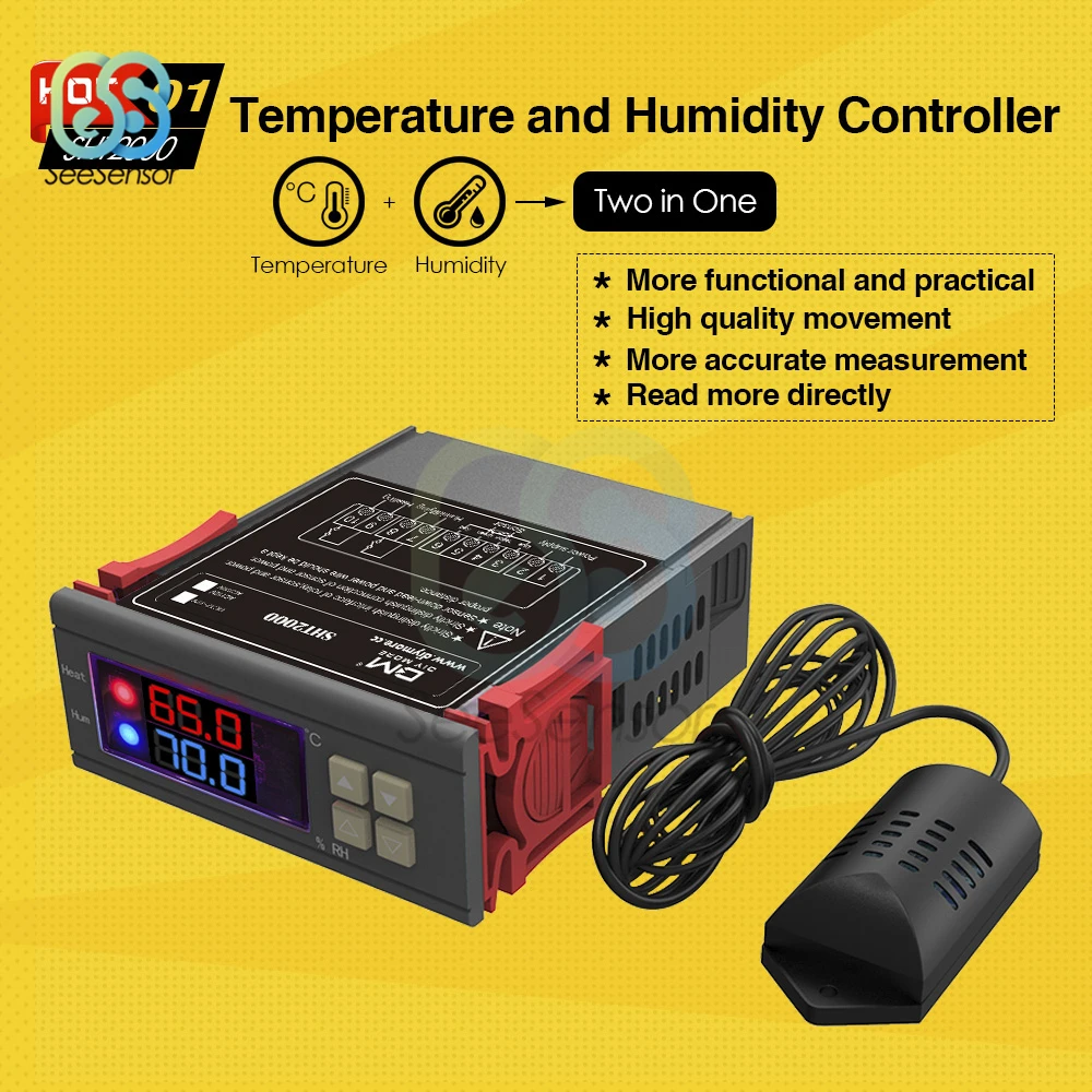 SHT2000 STC-3028 AC 110V 220V DC 12V 24V цифровой регулятор температуры и влажности Термостат гигрометр