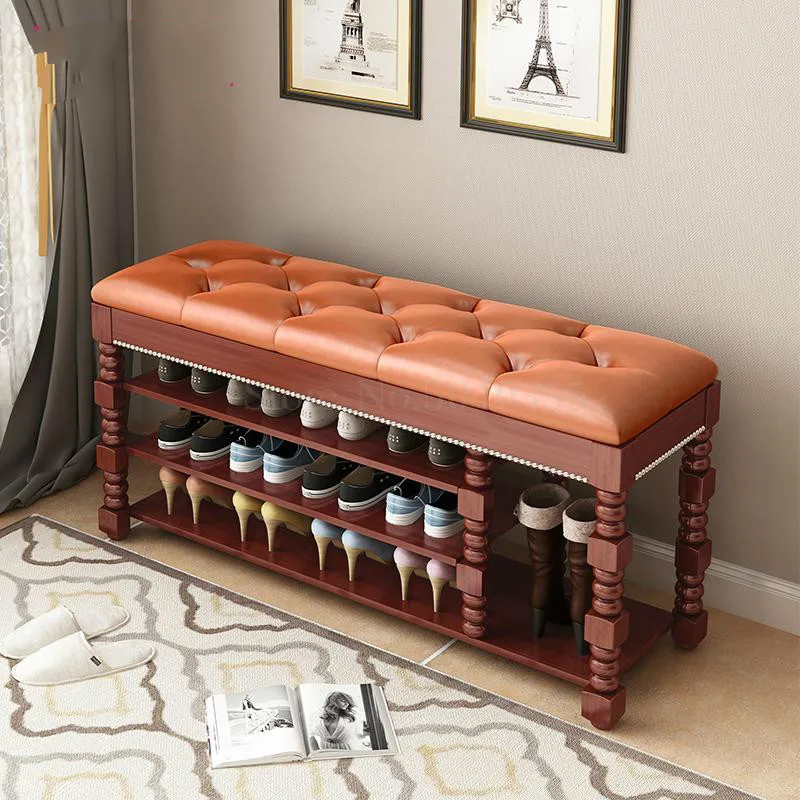 Solid wood simple modern shoe bench shoe cabinet home door storage stool shoes stool storage can sit rack shoe