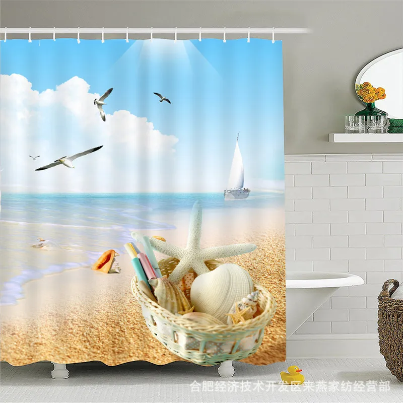 Bath Curtain19 Занавеска для ванной с ландшафтным дизайном, занавеска для ванной комнаты с колесом обозрения, занавеска для ванной комнаты, занавеска с цифровой печатью - Цвет: Bath Curtain19