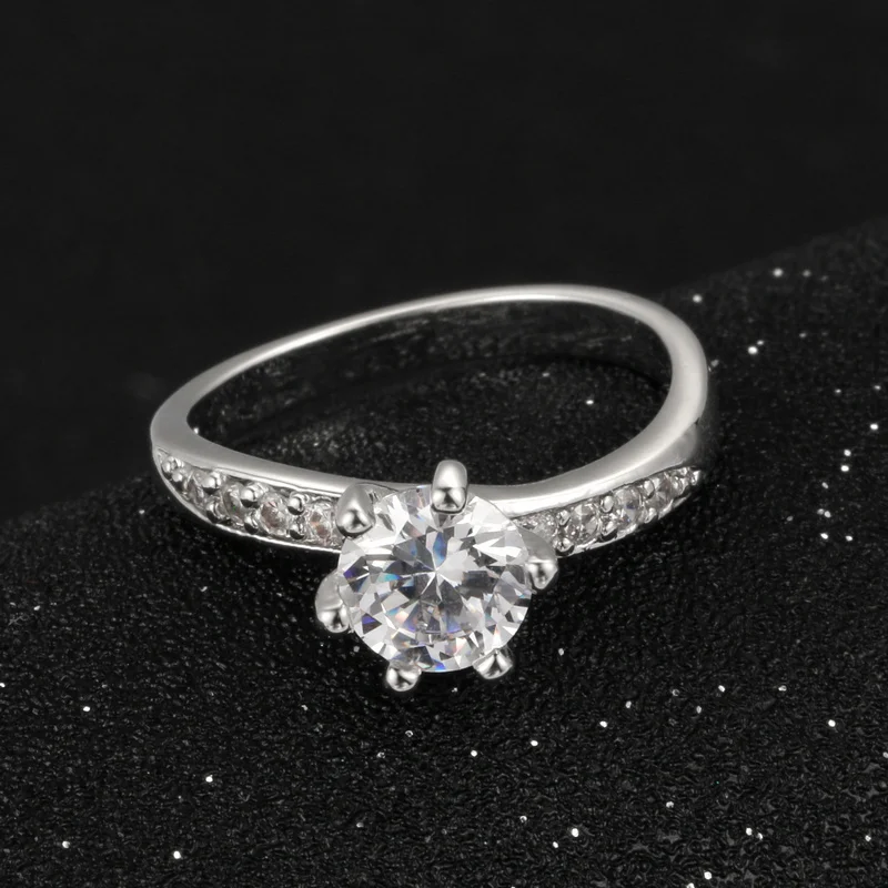 ZHOUYANG серебряного цвета, кубический цирконий, 6 Зубцов, Bijoux, модное свадебное и обручальное кольцо, ювелирное изделие для женщин, подарок аниверсе, ZYR552