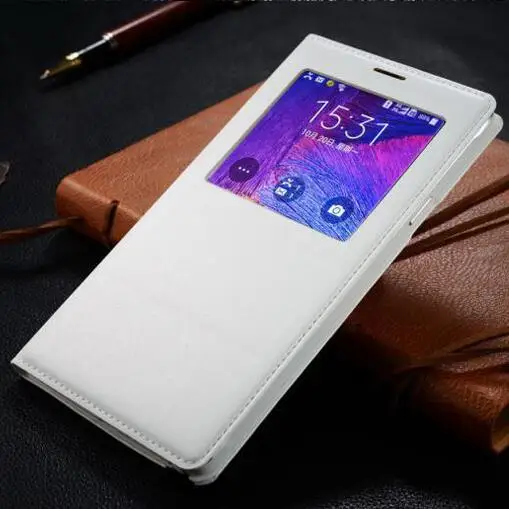 Note4 White FGHGF Note4 чип smart Case ответ чехол для samsung Galaxy Note4 N9100 N9108 Кожа Флип Случаи Роскошные спереди Вид из окна - Цвет: Note4 White