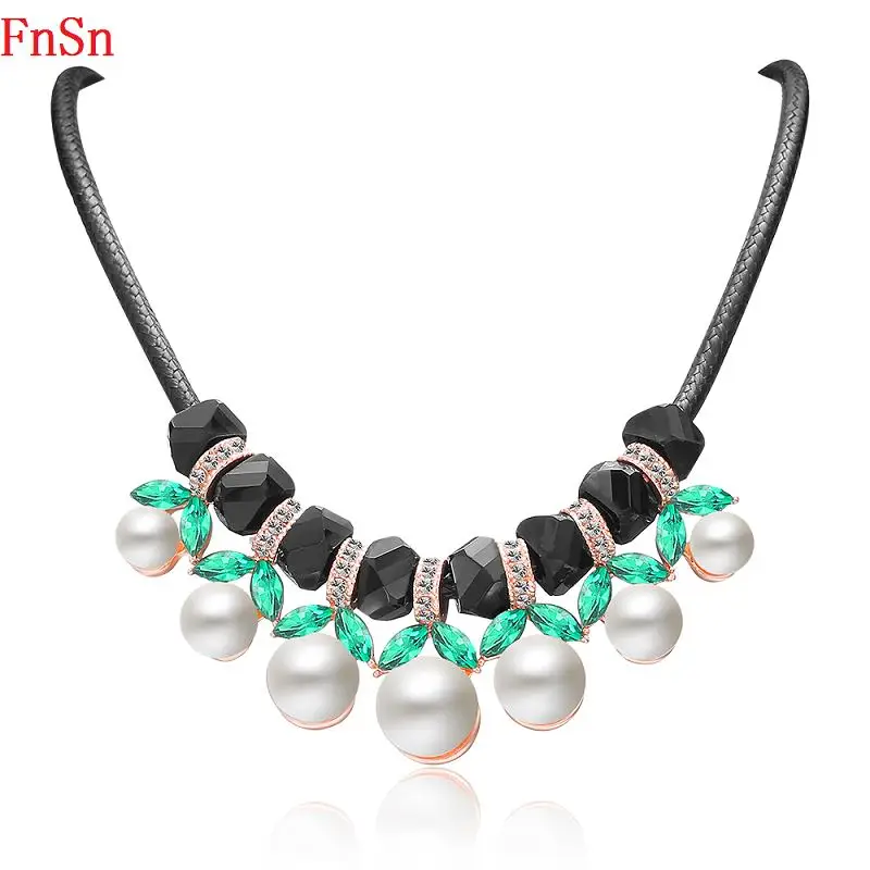 FnSn New2017 горячее летнее ожерелье чокер Шарм Кристальный жемчуг трендовый воротник