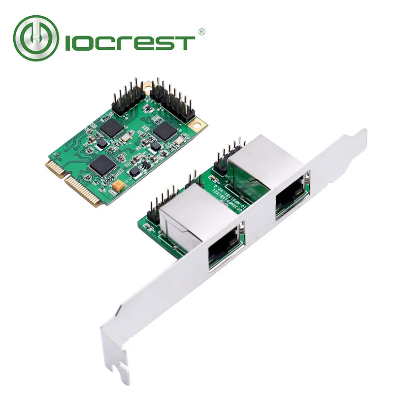 Двухгигабитная мини карта контроллера IOCREST PCI Express чипы RTL8111 2 порта сетевая rj45 Lan